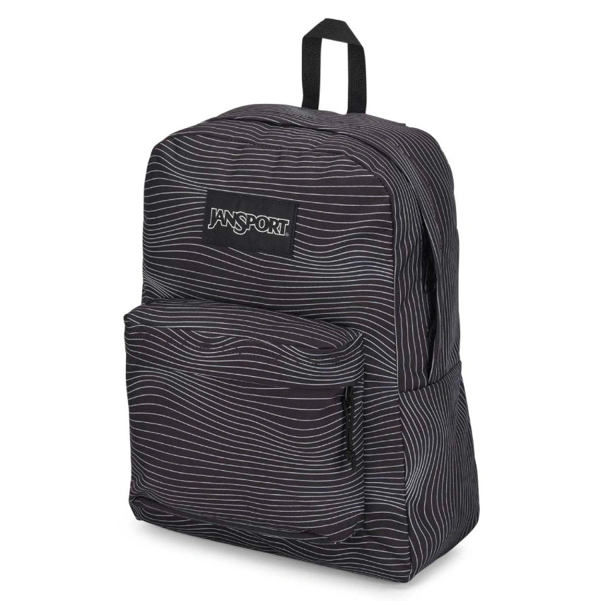 תיק ג'אנספורט שחור פסים Jansport Superbreak Plus