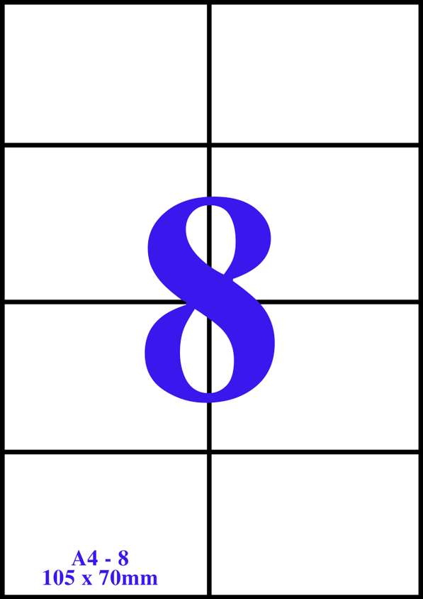 חבילת דפי מדבקות למדפסת 8 בעמוד 10.5×7 ס"מ