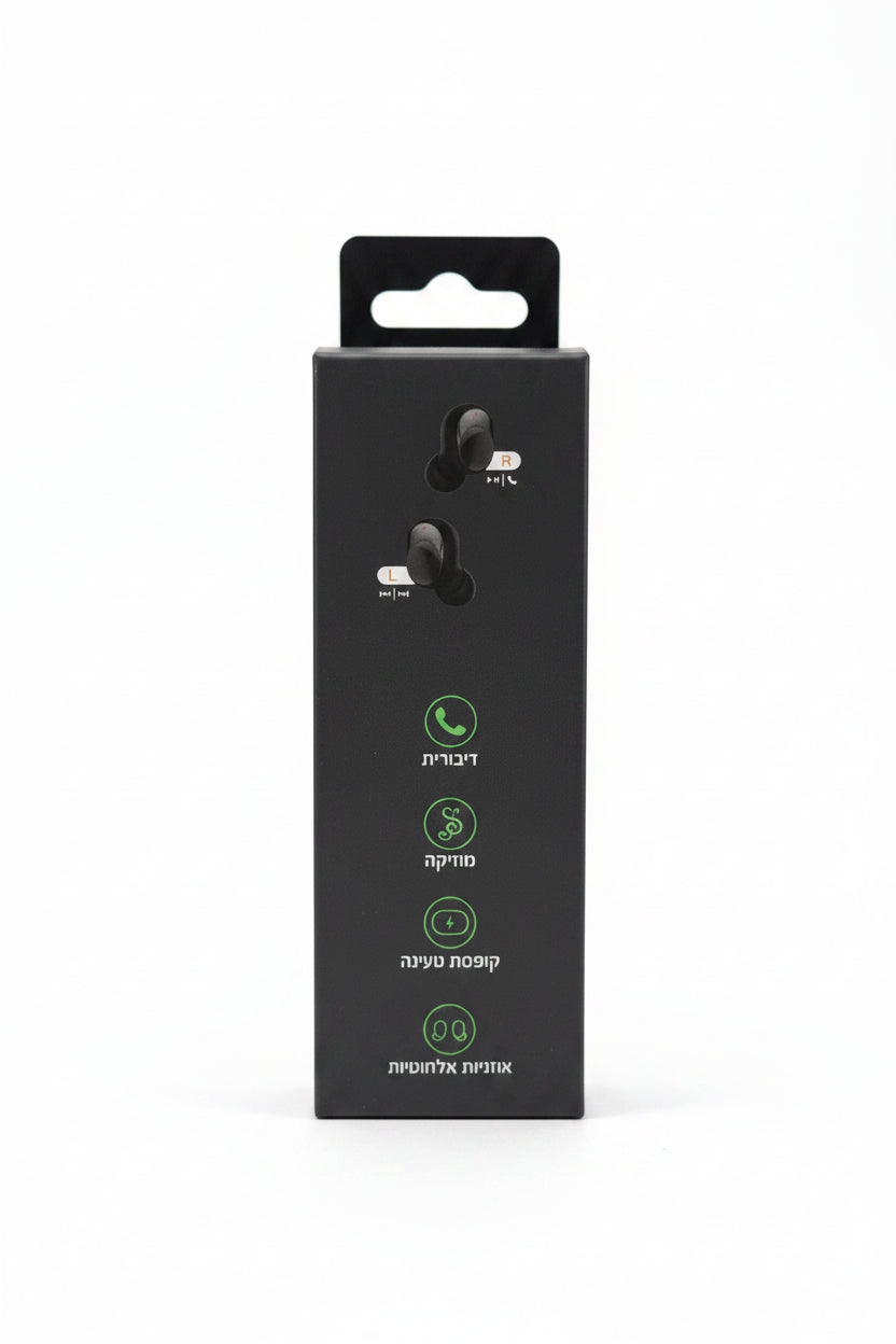 אוזניות בלוטוס אלחוטיות KADI ELECTRIC – דגם Earbuds One עם קופסת טעינה מוארת