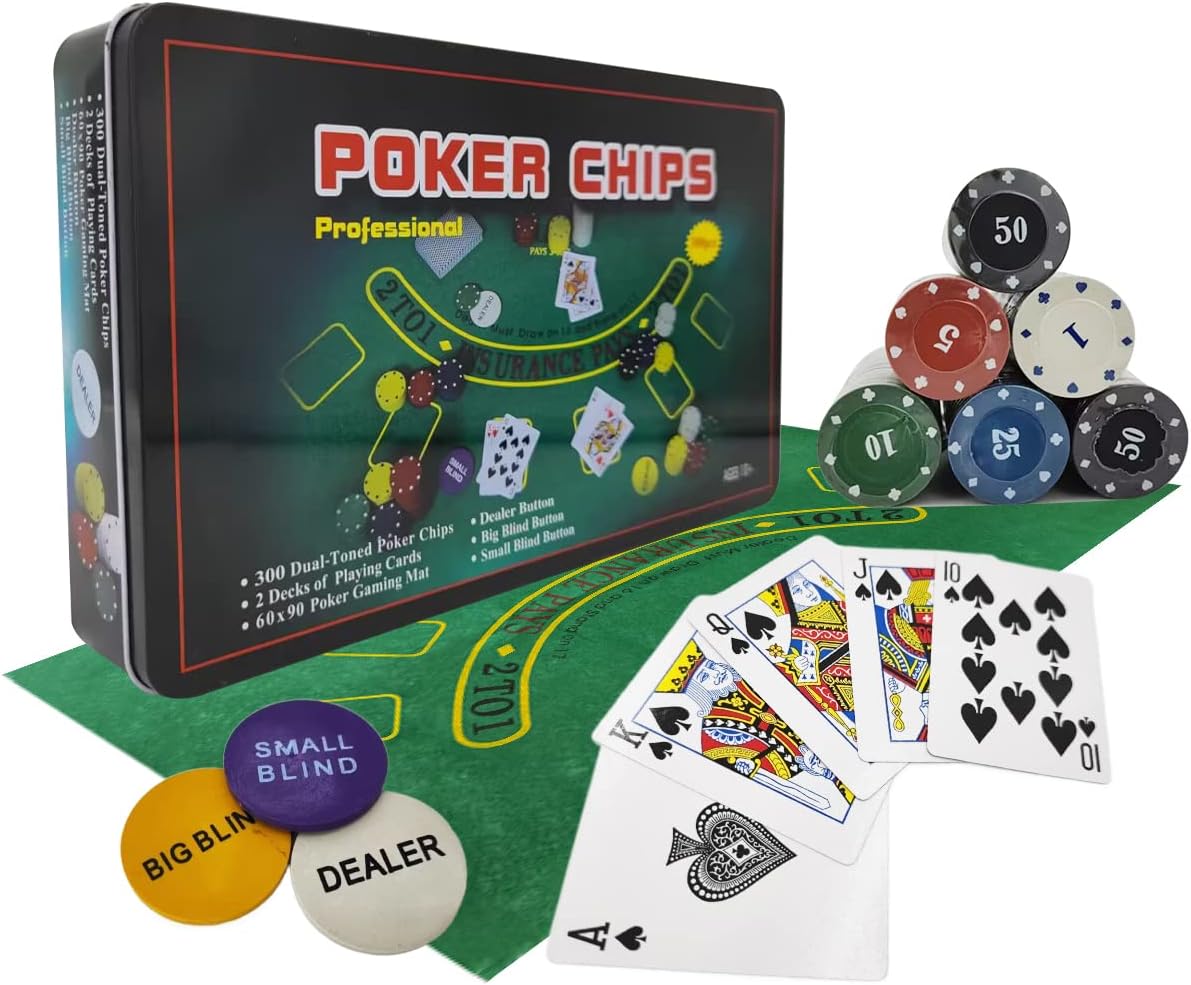 ערכת פוקר 300 ז'וטונים בקופסת מתכת-1