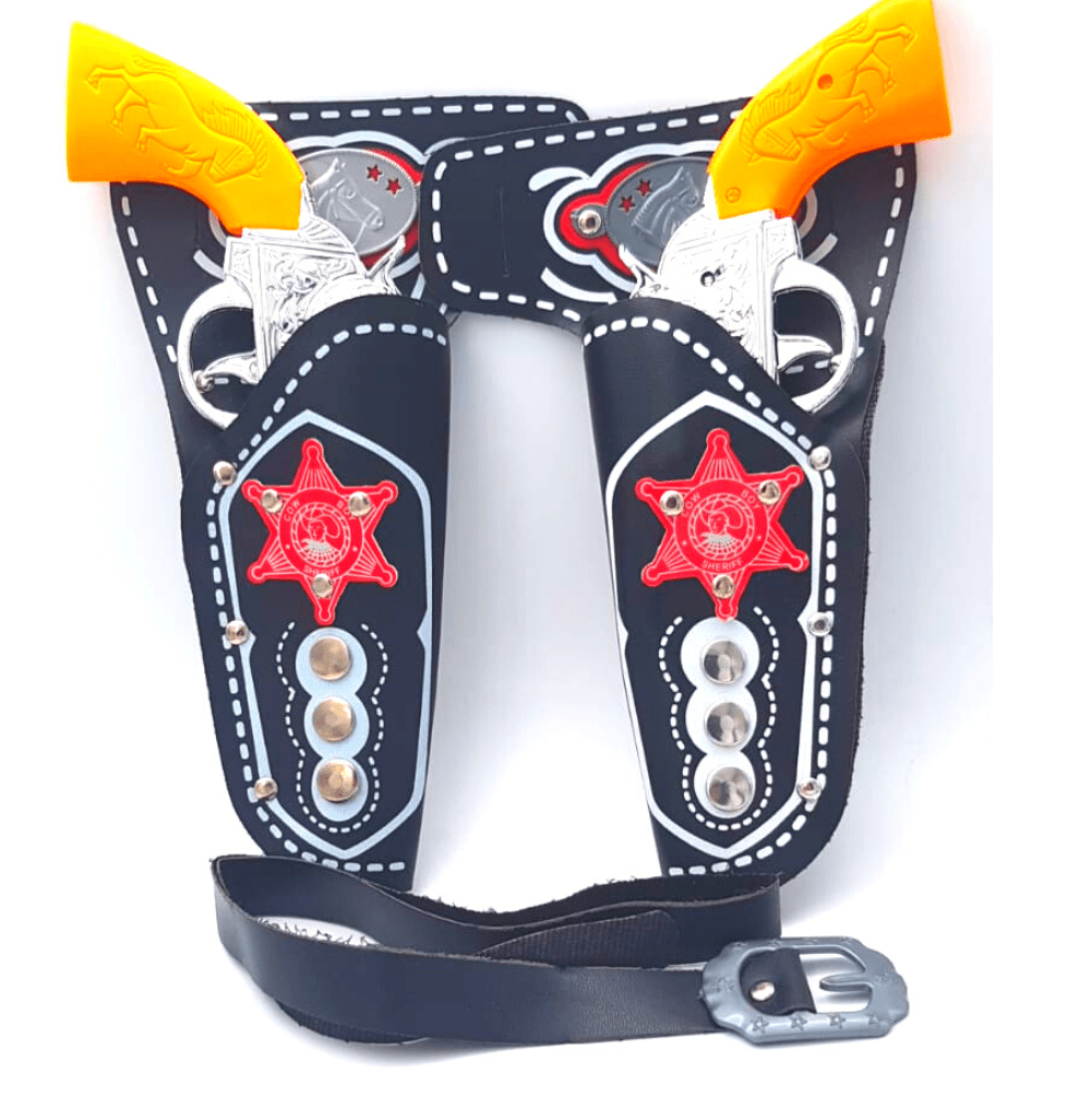 נרתיקים לאקדחים עם אקדחים וחגורה לתחפושת קאובוי