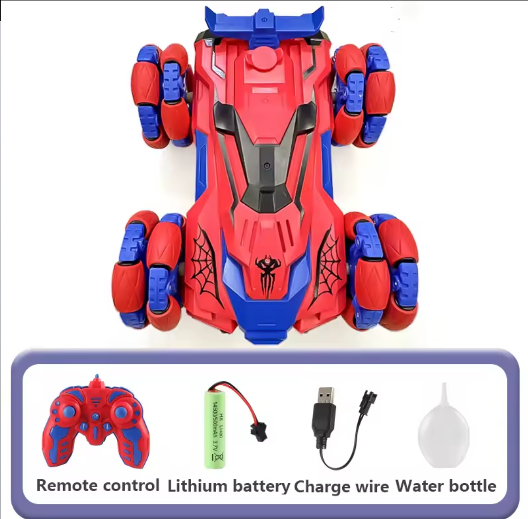 מכונית שלט פעלולים ספיידר נטענת מוציאה עשן