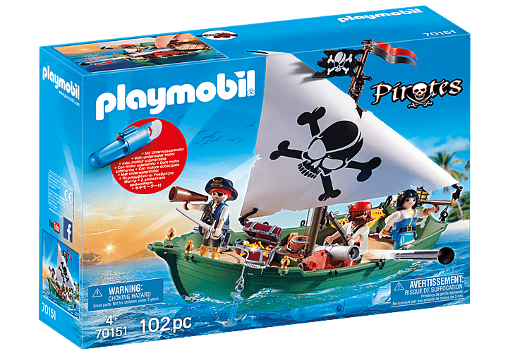 פליימוביל 70151 סירת פיראטים עם מנוע תת ימי - zrizi toys