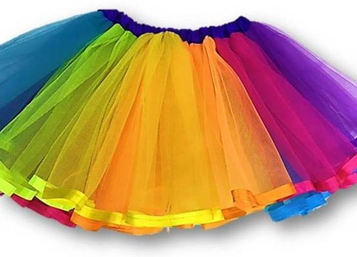 חצאית טוטו קשת בענן צבעונית באורך 35 ס"מ-zrizi toys