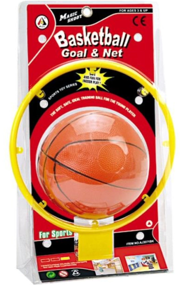 מתקן כדורסל לדלת/ארון עם רשת וכדור